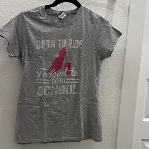Gray Graphic T-Shirt with Pink and White Print